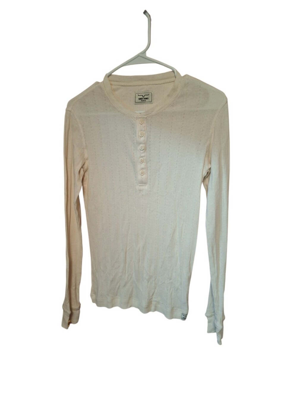 KIMES RANCH Long-Sleeve Henley Top Off-White Ladies Medium Western Uncomplicated